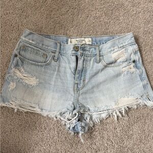 Abercrombie & Fitch Light Blue Distressed Denim Shorts
